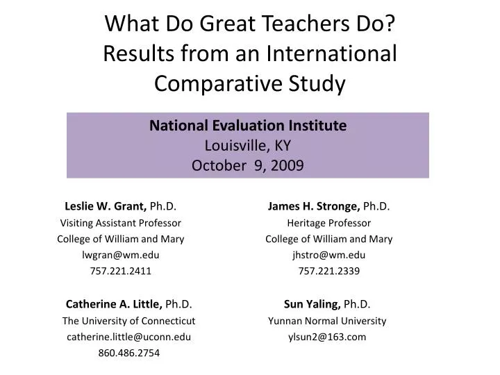 what do great teachers do results from an international comparative study