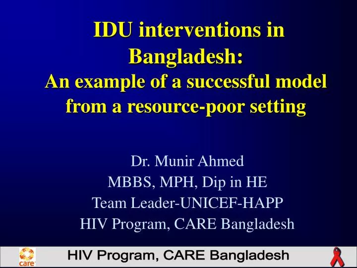 idu interventions in bangladesh an example of a successful model from a resource poor setting