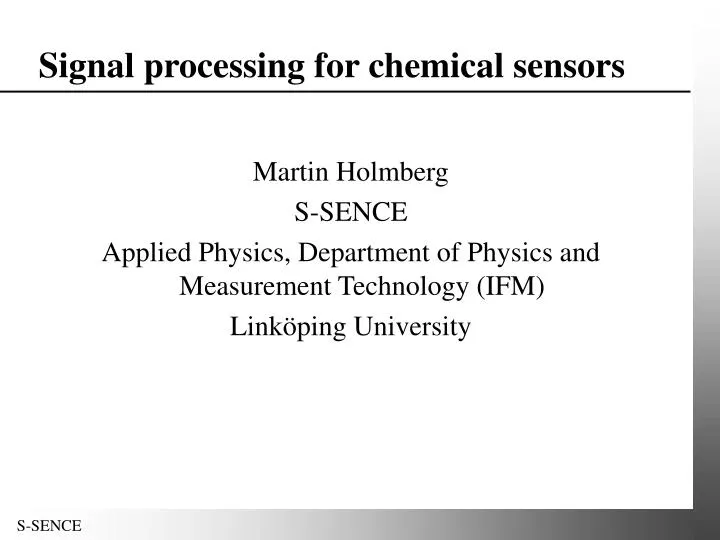 signal processing for chemical sensors