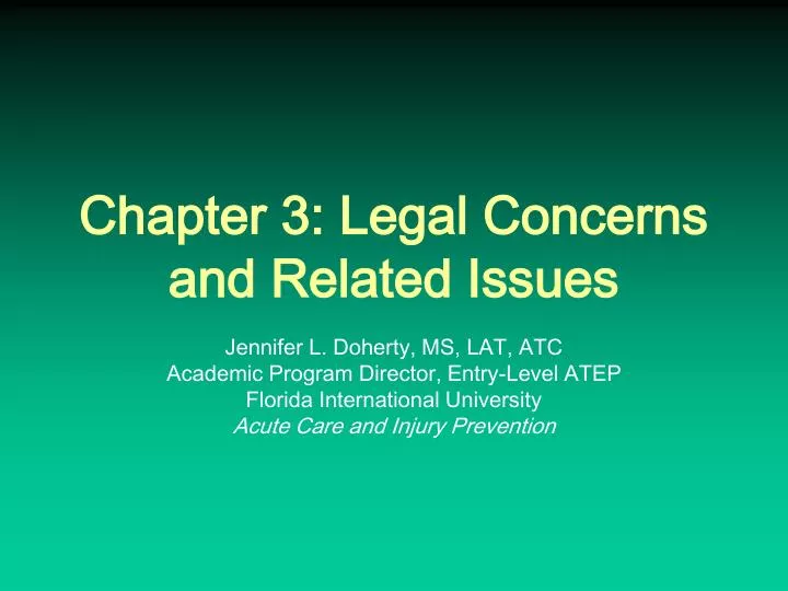 chapter 3 legal concerns and related issues