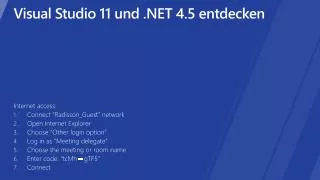 Visual Studio 11 und .NET 4.5 entdecken