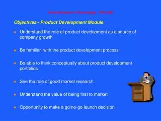 Objectives - Product Development Module