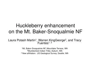 Huckleberry enhancement on the Mt. Baker-Snoqualmie NF