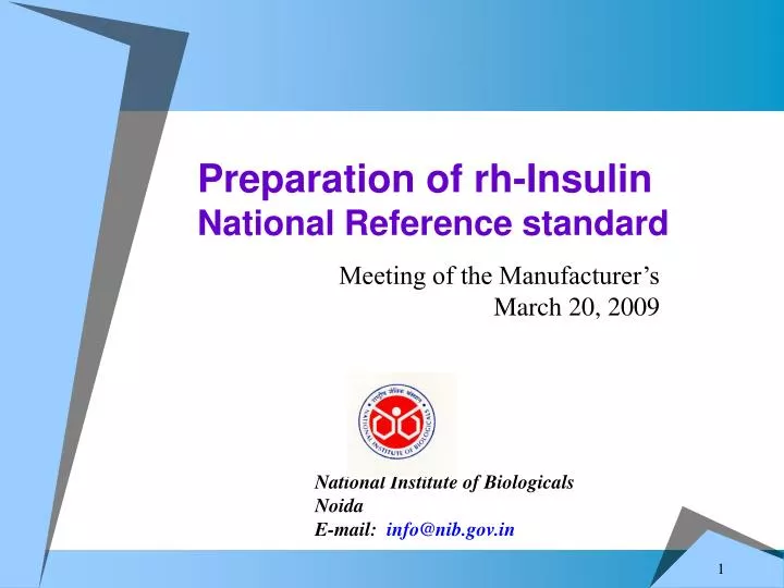 preparation of rh insulin national reference standard