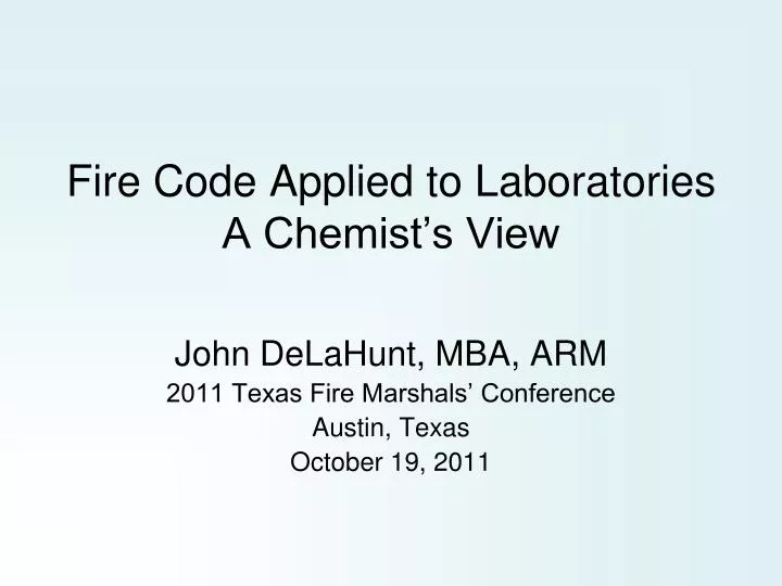 fire code applied to laboratories a chemist s view