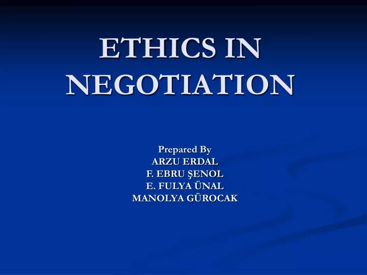 ethics in negotiation