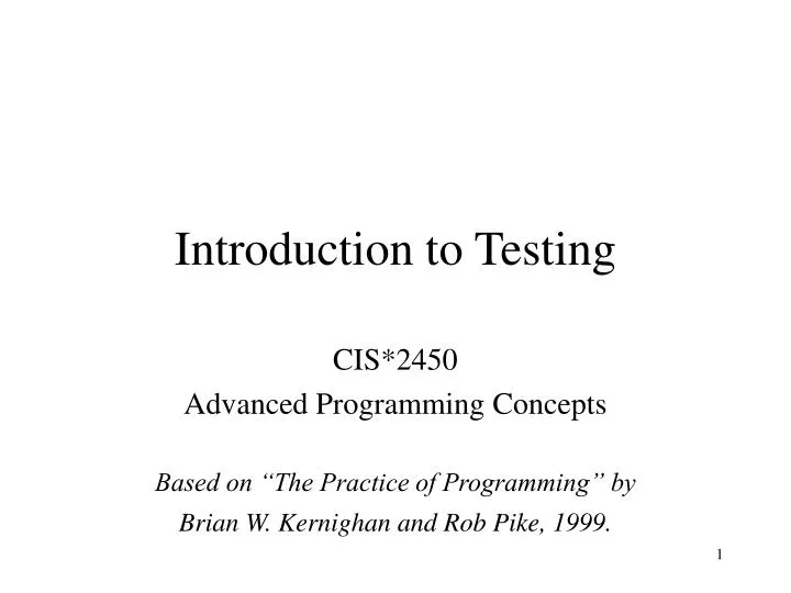 introduction to testing