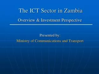 The ICT Sector in Zambia