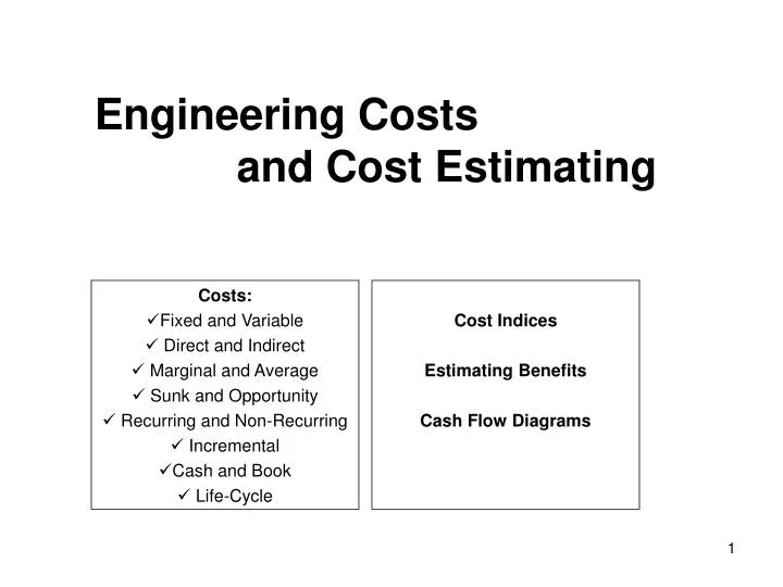 engineering costs and cost estimating