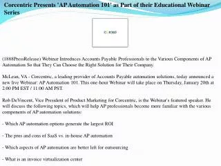 Corcentric Presents 'AP Automation 101' as Part of their Edu