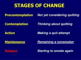 STAGES OF CHANGE