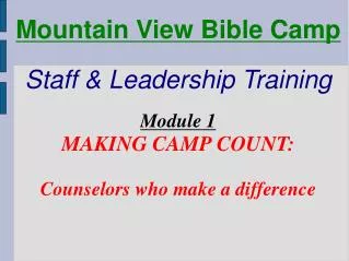 Mountain View Bible Camp Staff &amp; Leadership Training