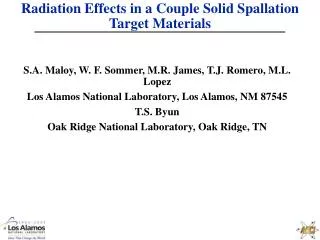 Radiation Effects in a Couple Solid Spallation Target Materials