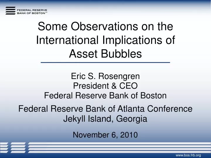 some observations on the international implications of asset bubbles
