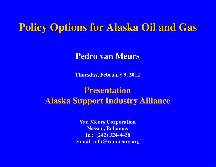 policy options for alaska oil and gas