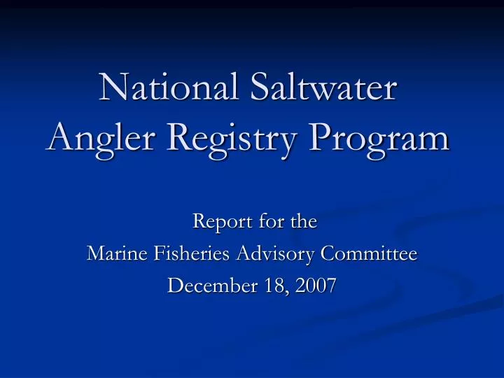 national saltwater angler registry program