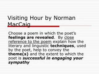 Visiting Hour by Norman MacCaig