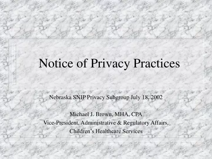 notice of privacy practices