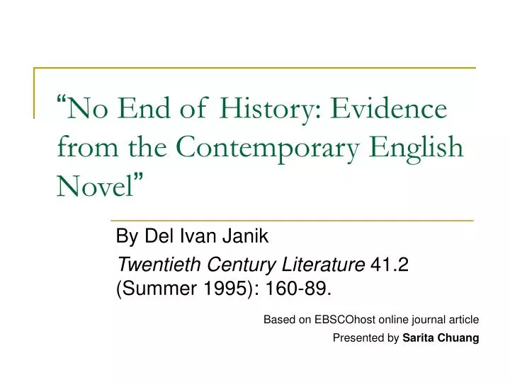 no end of history evidence from the contemporary english novel