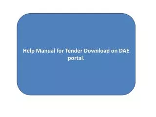 Help Manual for Tender Download on DAE portal.