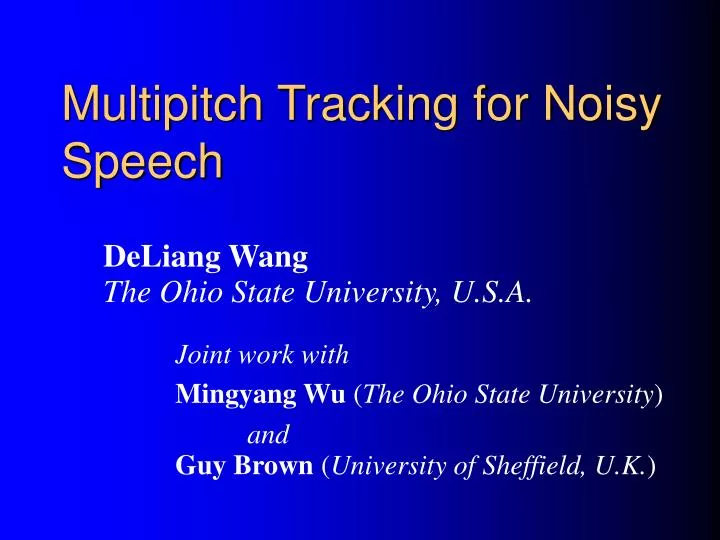 multipitch tracking for noisy speech