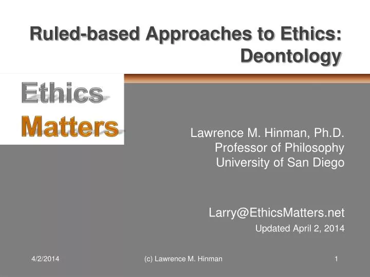 ruled based approaches to ethics deontology