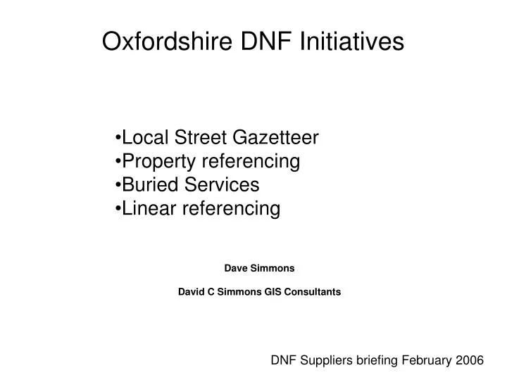 oxfordshire dnf initiatives