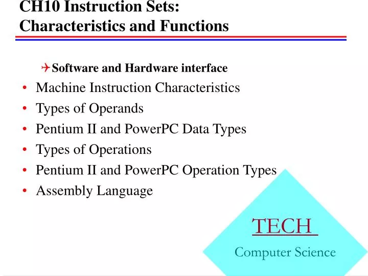 ch10 instruction sets characteristics and functions