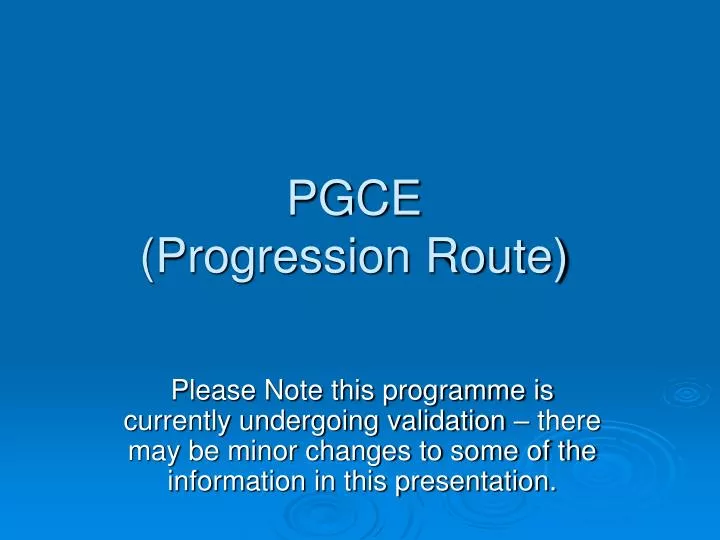 pgce progression route