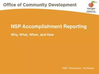 NSP Accomplishment Reporting