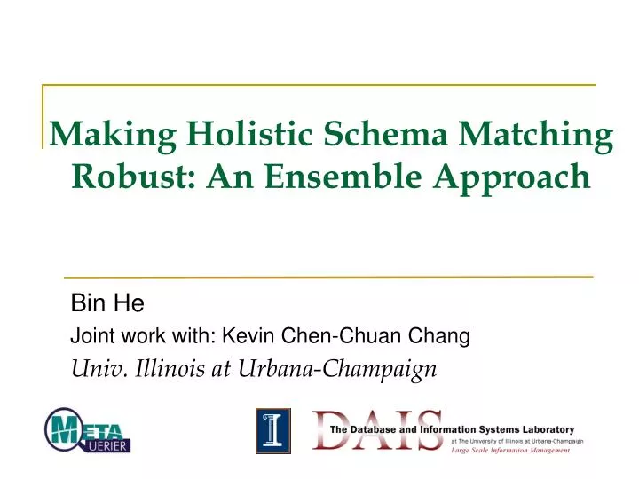 making holistic schema matching robust an ensemble approach