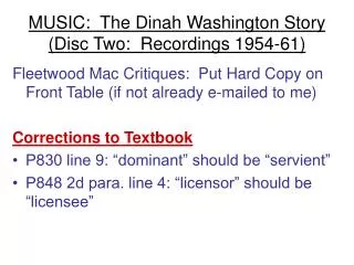 MUSIC: The Dinah Washington Story (Disc Two: Recordings 1954-61)