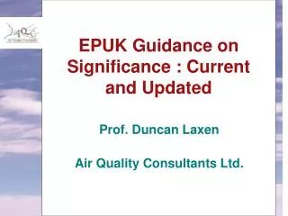 EPUK Guidance on Significance : Current and Updated