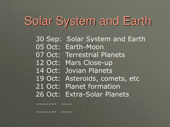 solar system and earth