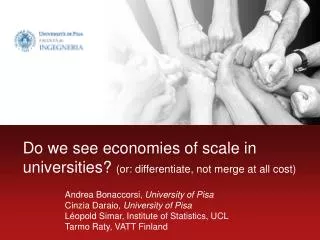 Do we see economies of scale in universities? (or: differentiate, not merge at all cost)
