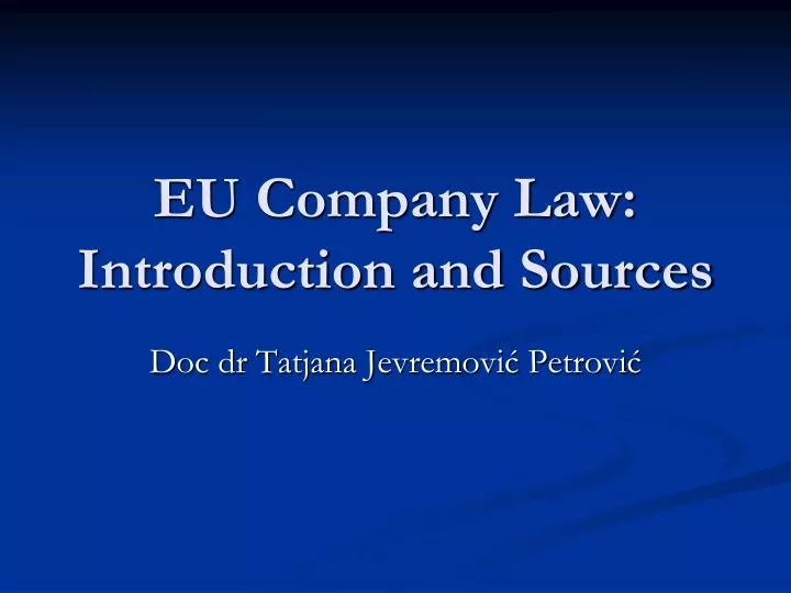 eu company law introduction and sources