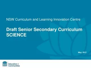 Draft Senior Secondary Curriculum SCIENCE