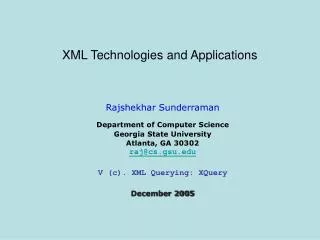 XML Technologies and Applications