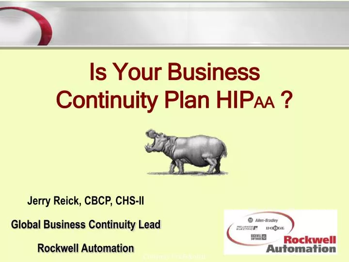 jerry reick cbcp chs ii global business continuity lead rockwell automation