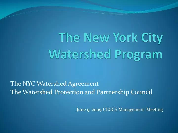 the new york city watershed program