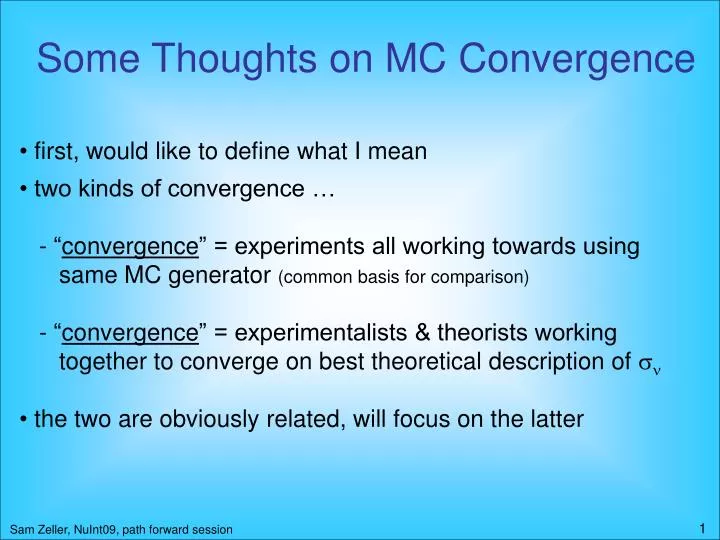 some thoughts on mc convergence