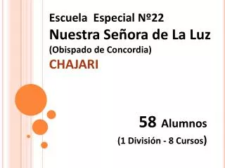 Escuela Especial Nº22 Nuestra Señora de La Luz (Obispado de Concordia) CHAJARI