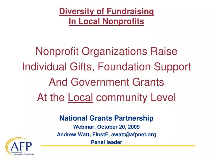 diversity of fundraising in local nonprofits