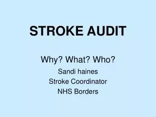 STROKE AUDIT Why? What? Who?