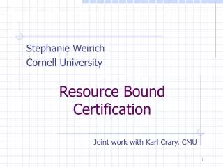 Resource Bound Certification