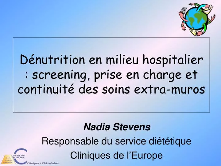 d nutrition en milieu hospitalier screening prise en charge et continuit des soins extra muros