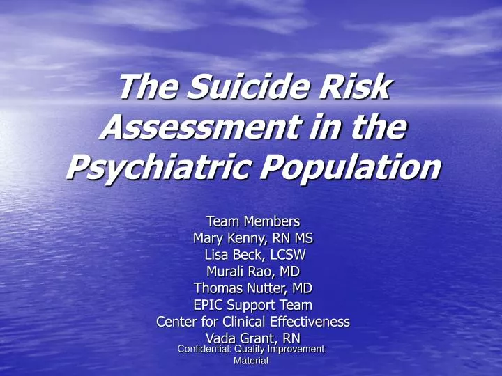 the suicide risk assessment in the psychiatric population