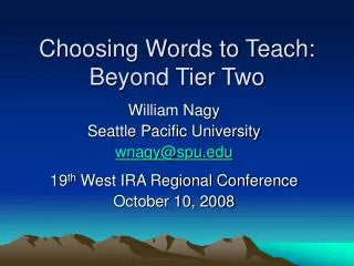 Choosing Words to Teach: Beyond Tier Two