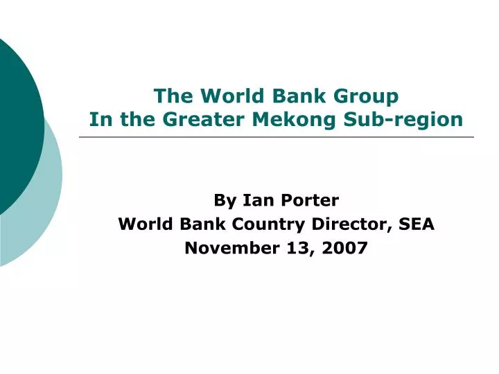 the world bank group in the greater mekong sub region