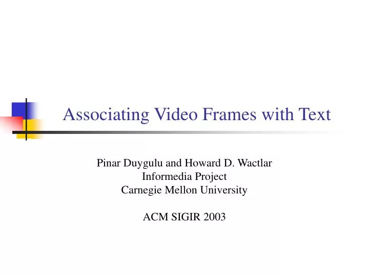 associating video frames with text